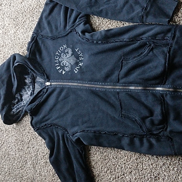 Affliction reversible zip up hoodie - Picture 2 of 8
